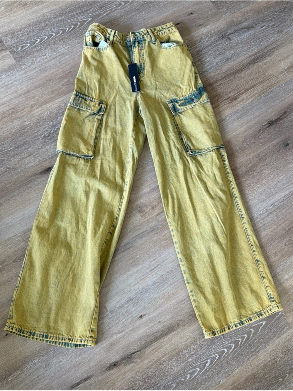 Yellow Cargo Wide-Leg Women’s Pants